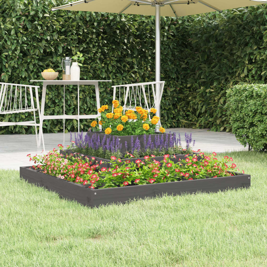 Plantekasse grå 80x80x27 cm heltre furu