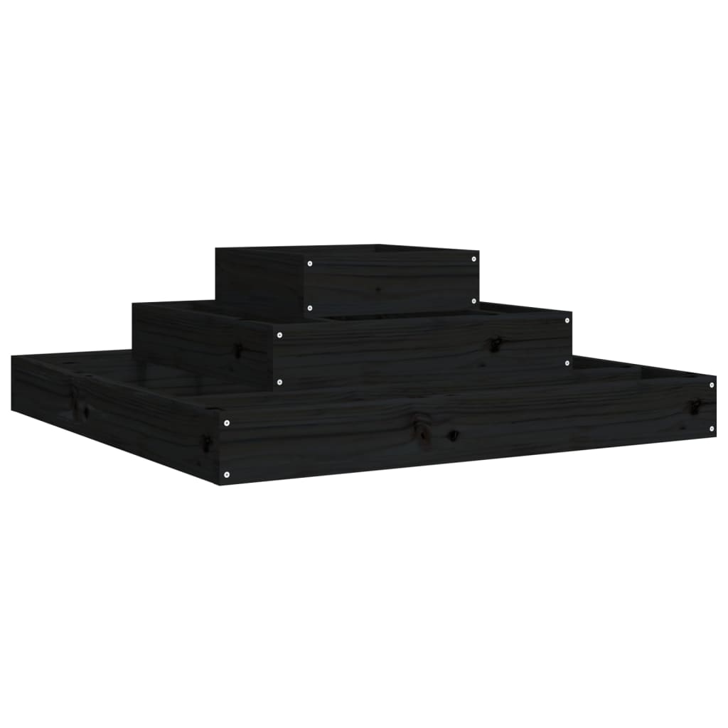 Plantekasse svart 80x80x27 cm heltre furu