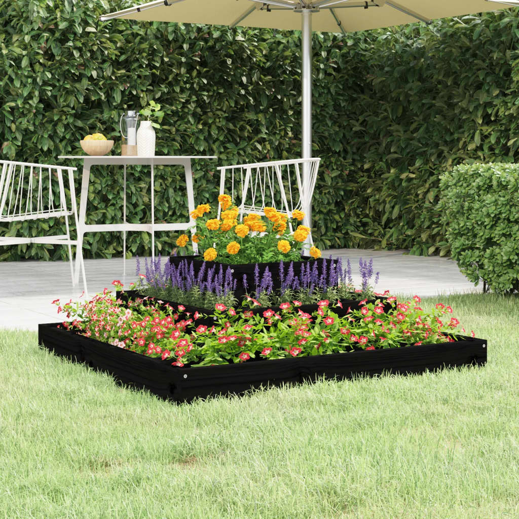 Plantekasse svart 80x80x27 cm heltre furu