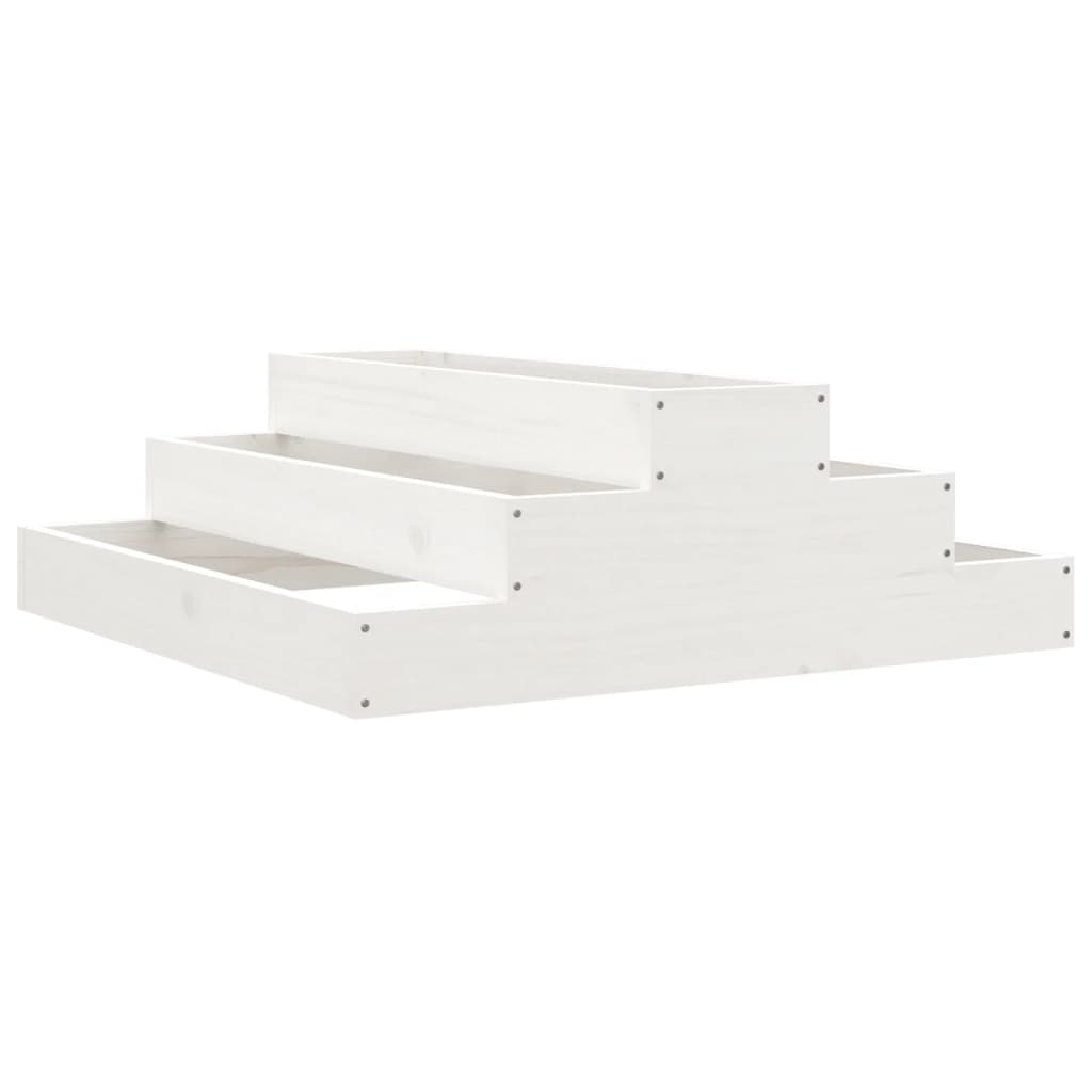 Plantekasse hvit 80x80x27 cm heltre furu