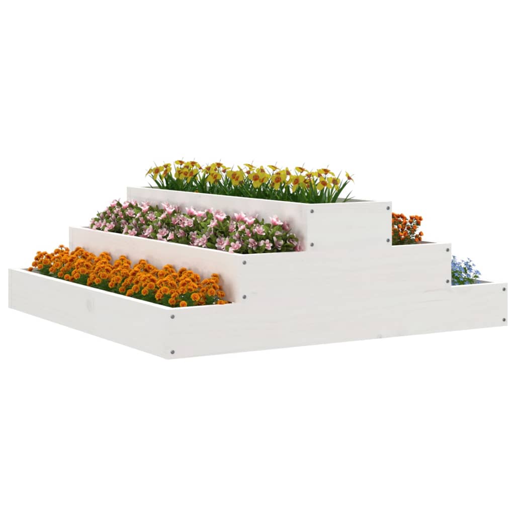 Plantekasse hvit 80x80x27 cm heltre furu