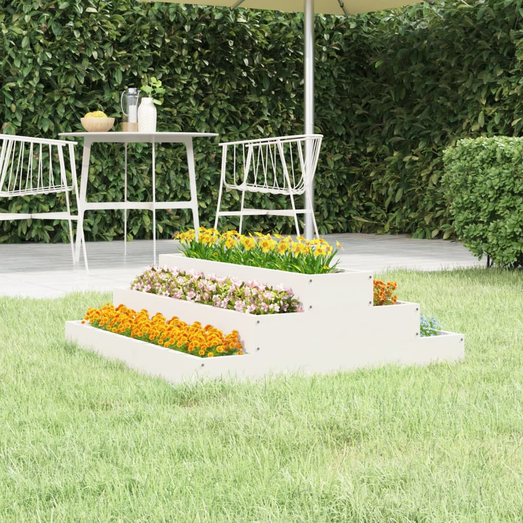 Plantekasse hvit 80x80x27 cm heltre furu