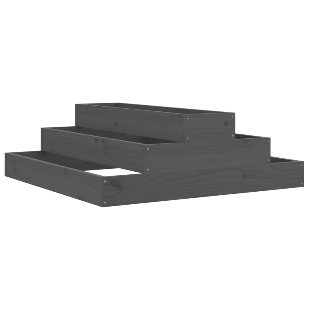 Plantekasse grå 80x80x27 cm heltre furu