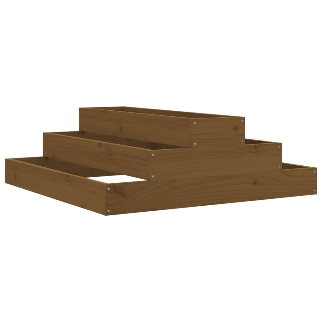 Plantekasse honningbrun 80x80x27 cm heltre furu