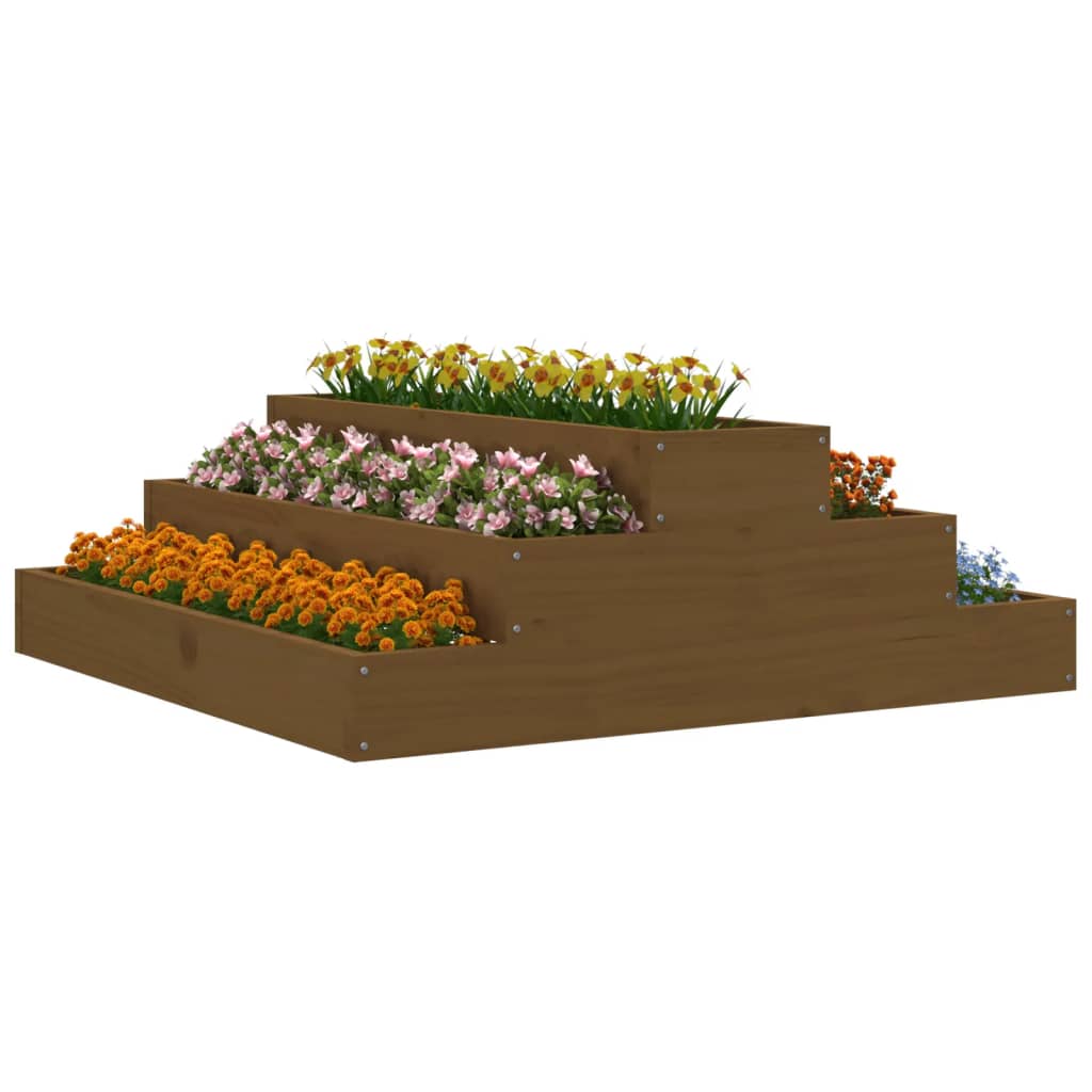 Plantekasse honningbrun 80x80x27 cm heltre furu