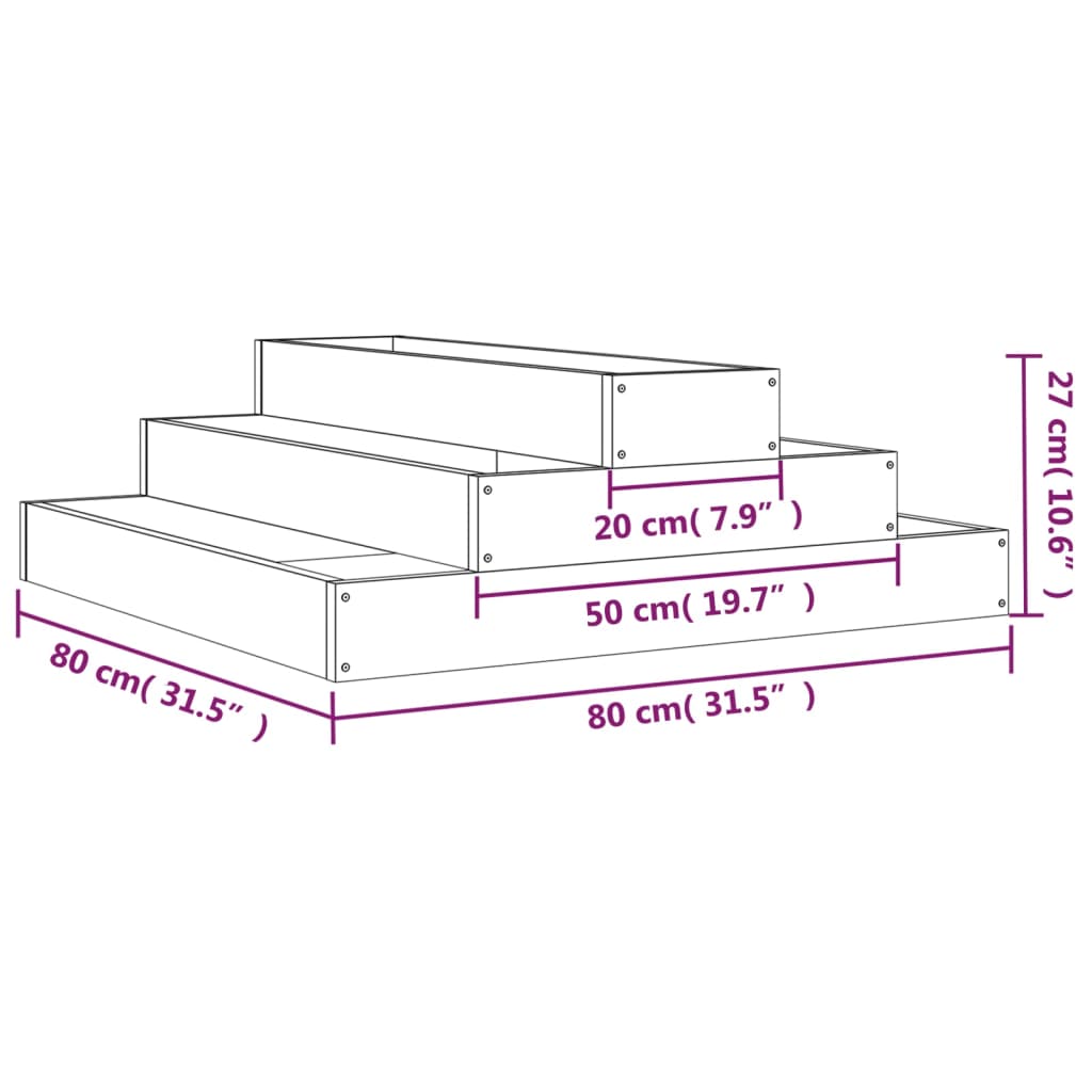 Plantekasse honningbrun 80x80x27 cm heltre furu