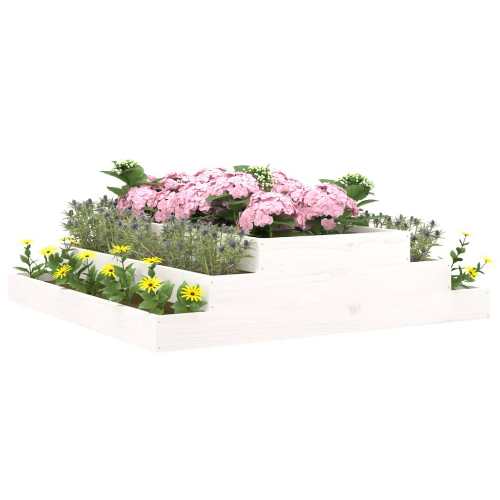 Plantekasse hvit 110x110x27 cm heltre furu