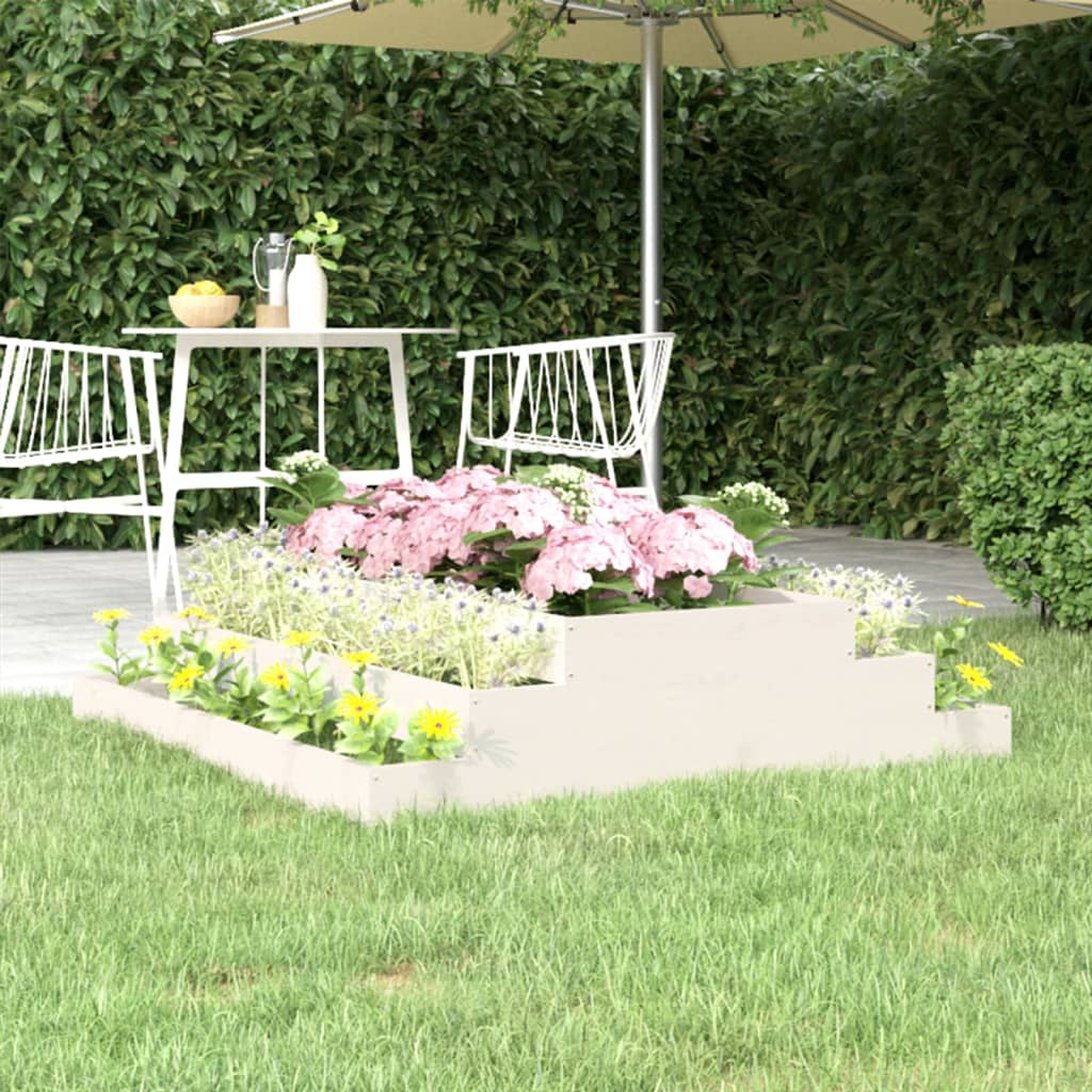 Plantekasse hvit 110x110x27 cm heltre furu