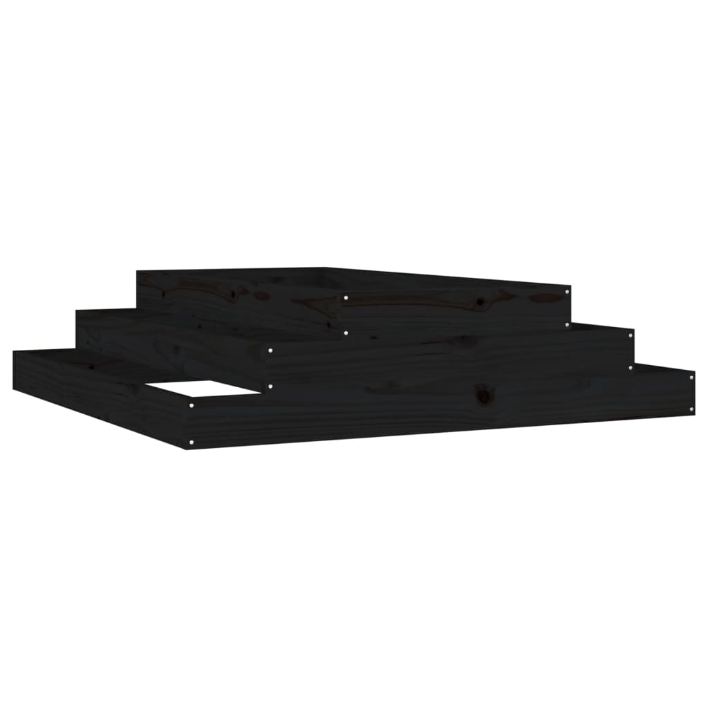 Plantekasse svart 110x110x27 cm heltre furu