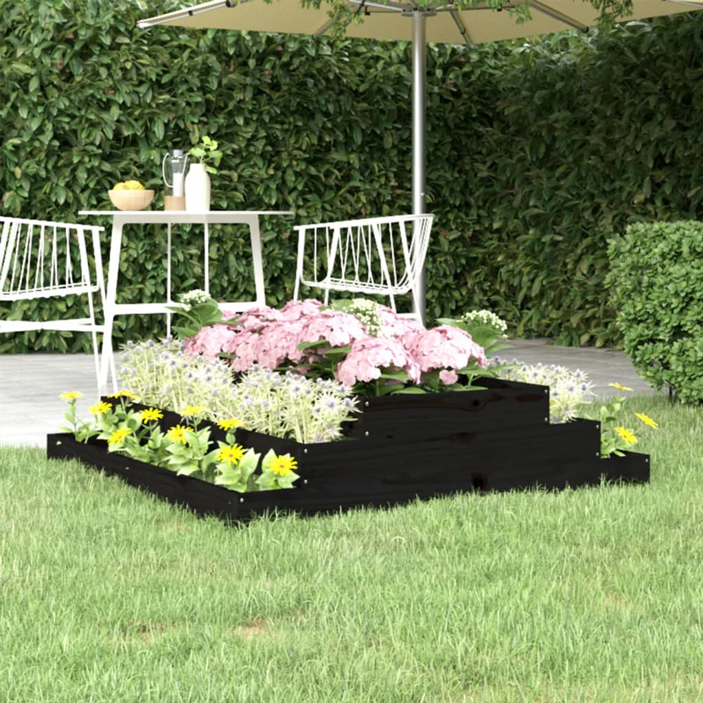 Plantekasse svart 110x110x27 cm heltre furu
