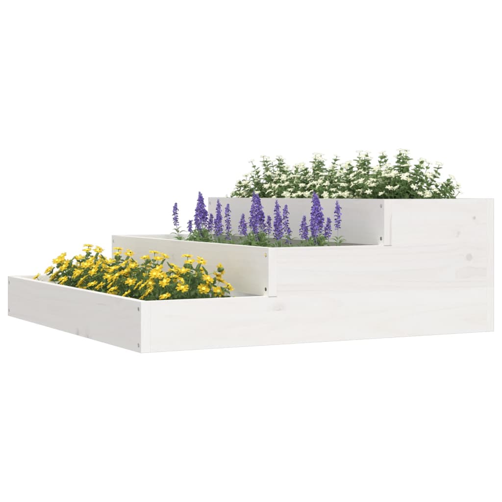 Plantekasse hvit 78x78x27 cm heltre furu