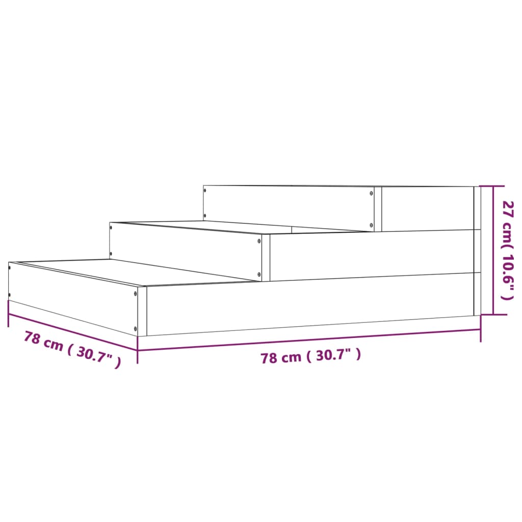 Plantekasse hvit 78x78x27 cm heltre furu