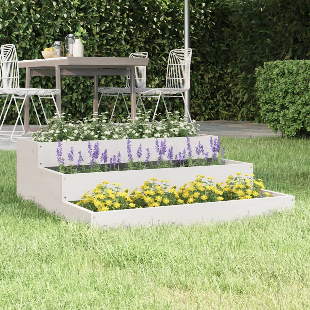 Plantekasse hvit 78x78x27 cm heltre furu
