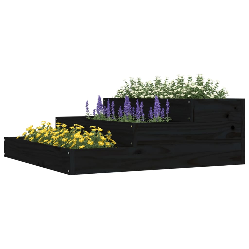 Plantekasse svart 78x78x27 cm heltre furu