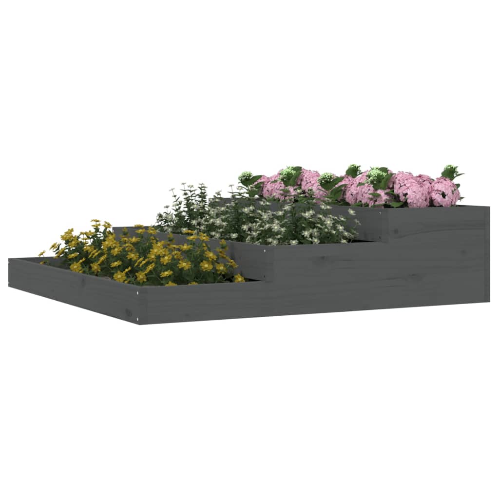 Plantekasse grå 107x107x27 cm heltre furu
