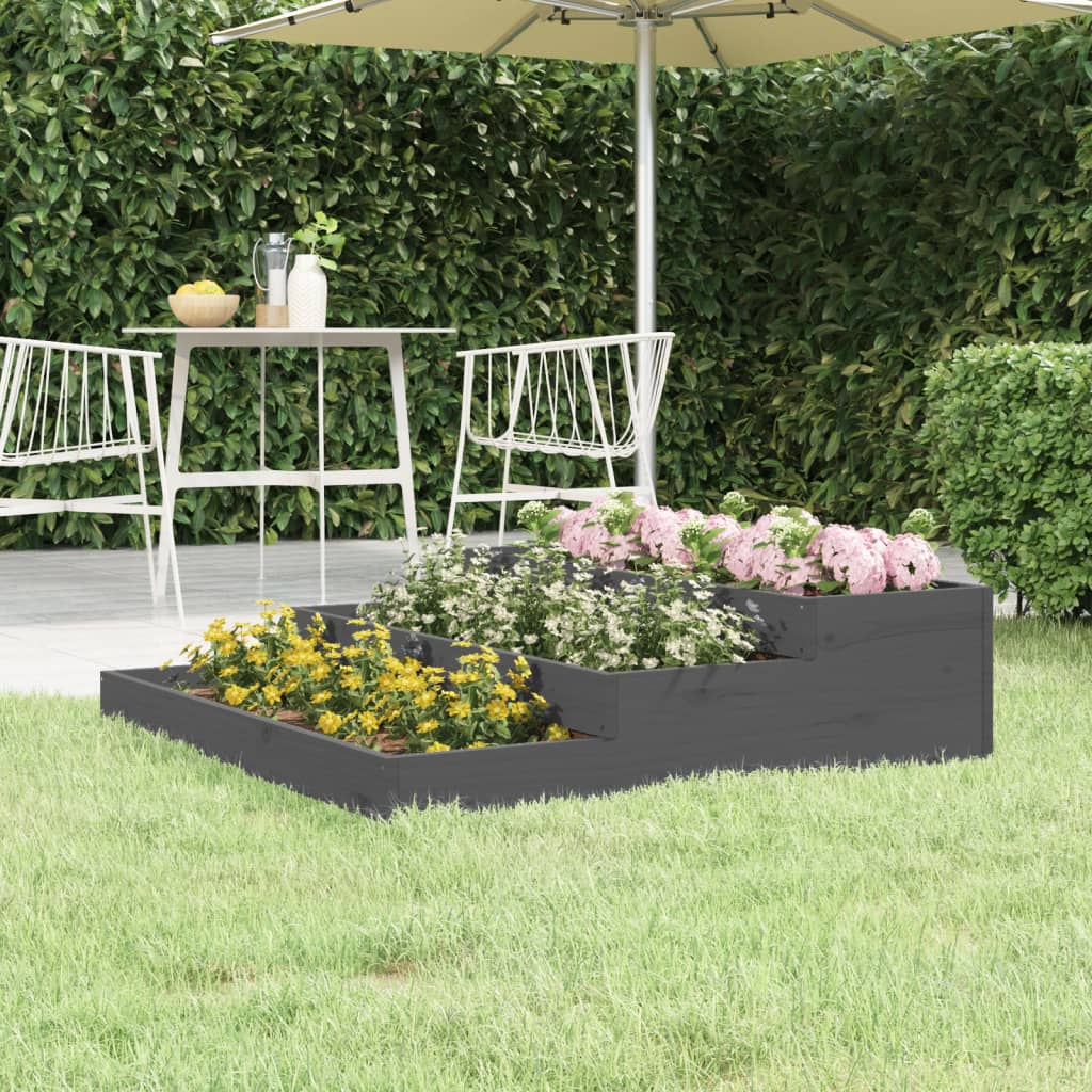 Plantekasse grå 107x107x27 cm heltre furu