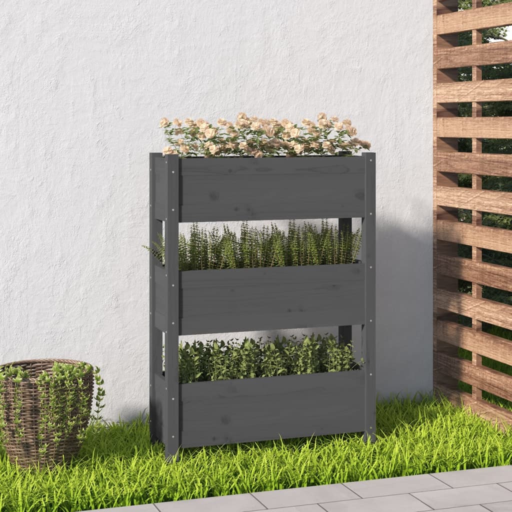 Plantekasse grå 77x25x104,5 cm heltre furu