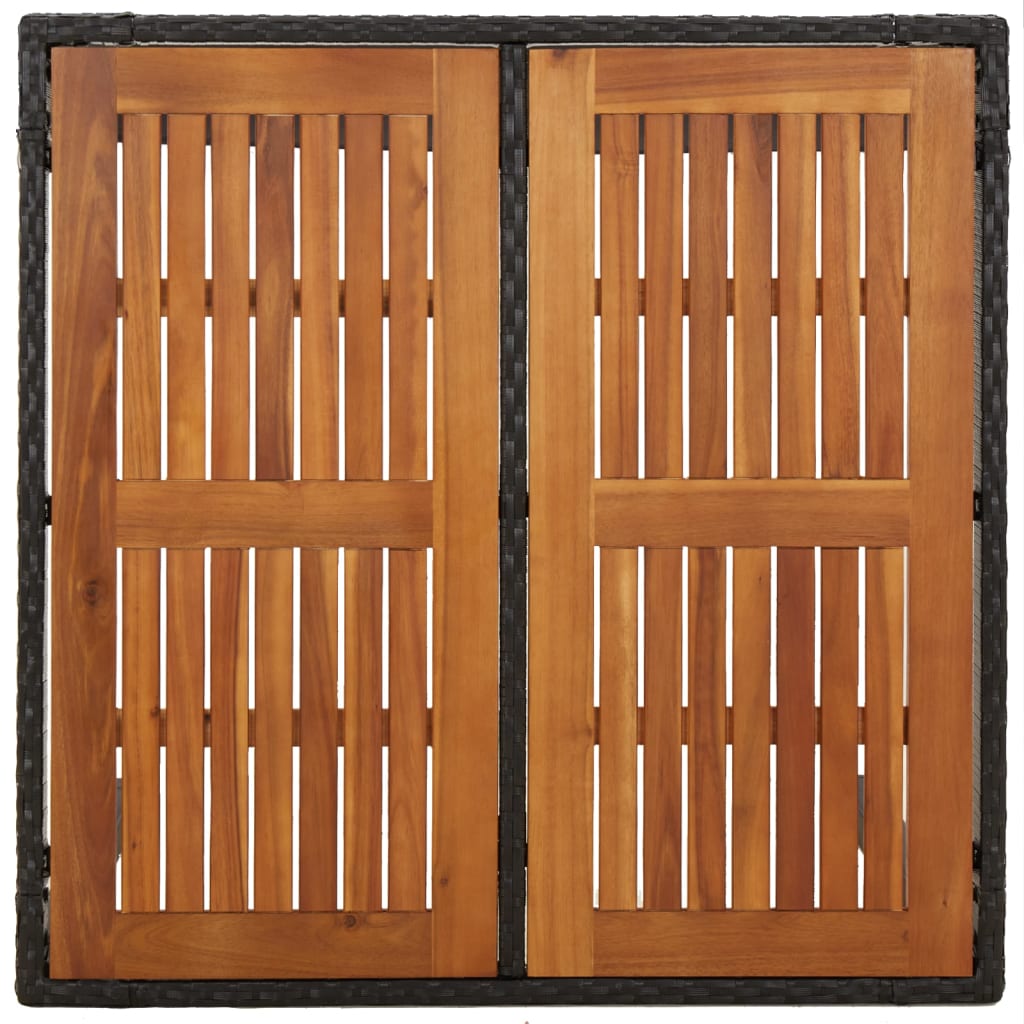 Hagebord med treplate svart 90x90x75 cm polyrotting