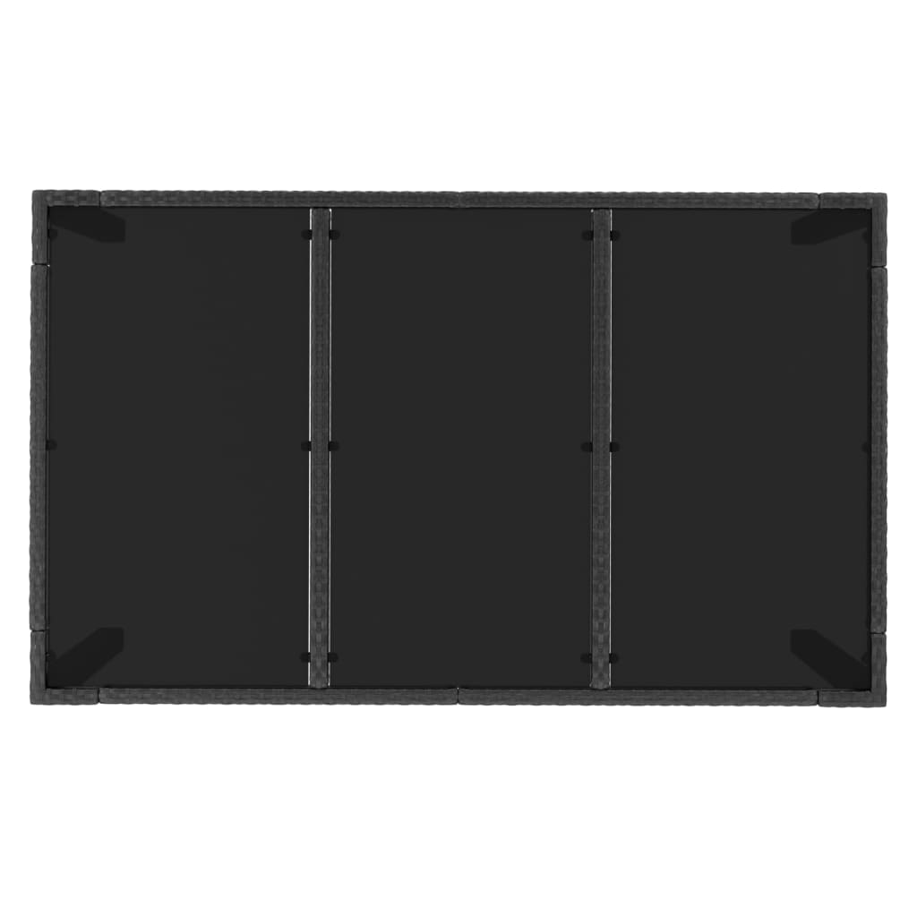 Hagebord med glassplate svart 150x90x75 cm polyrotting