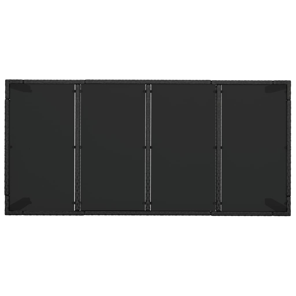 Hagebord med glassplate svart 190x90x75 cm polyrotting