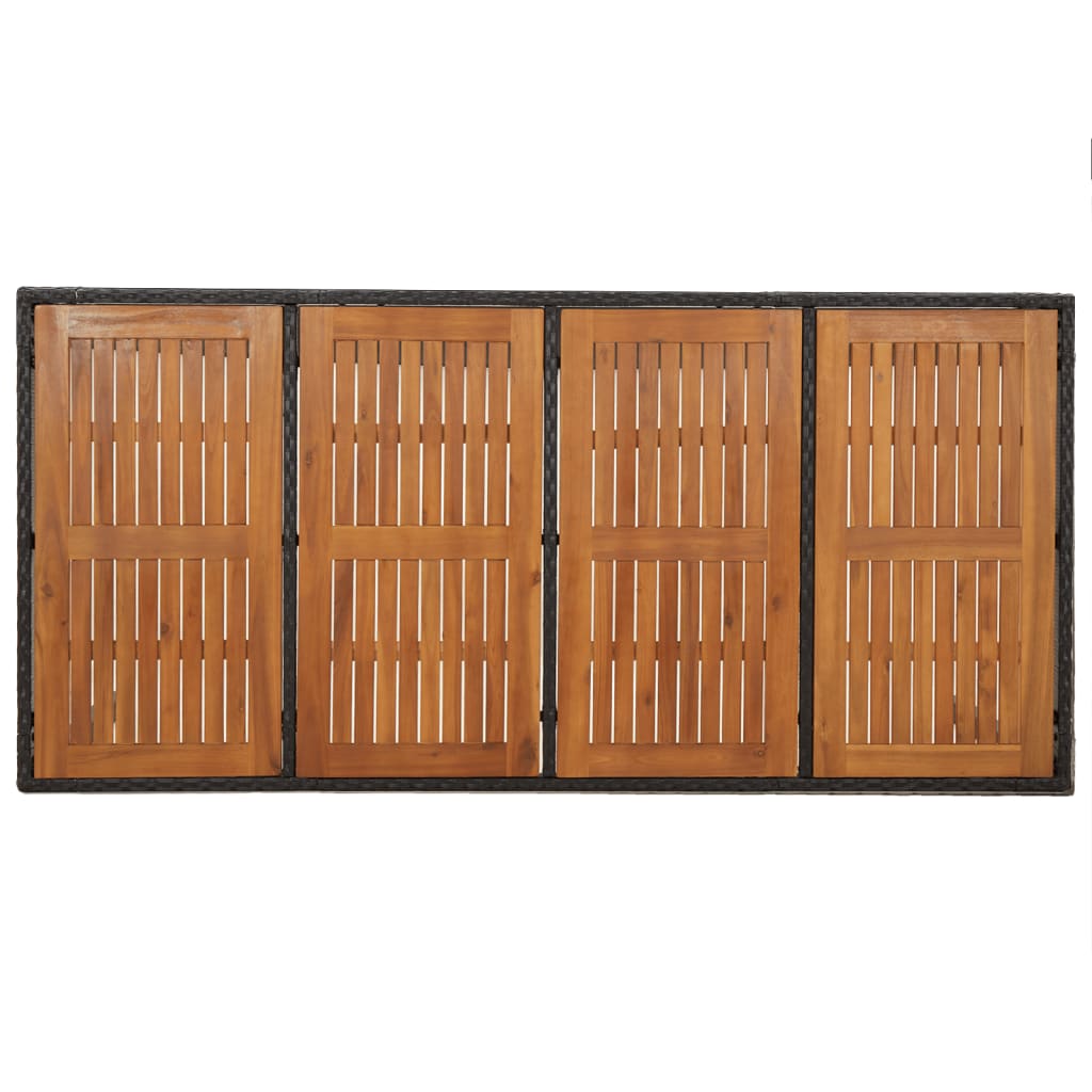 Hagebord med treplate svart 190x90x75 cm polyrotting