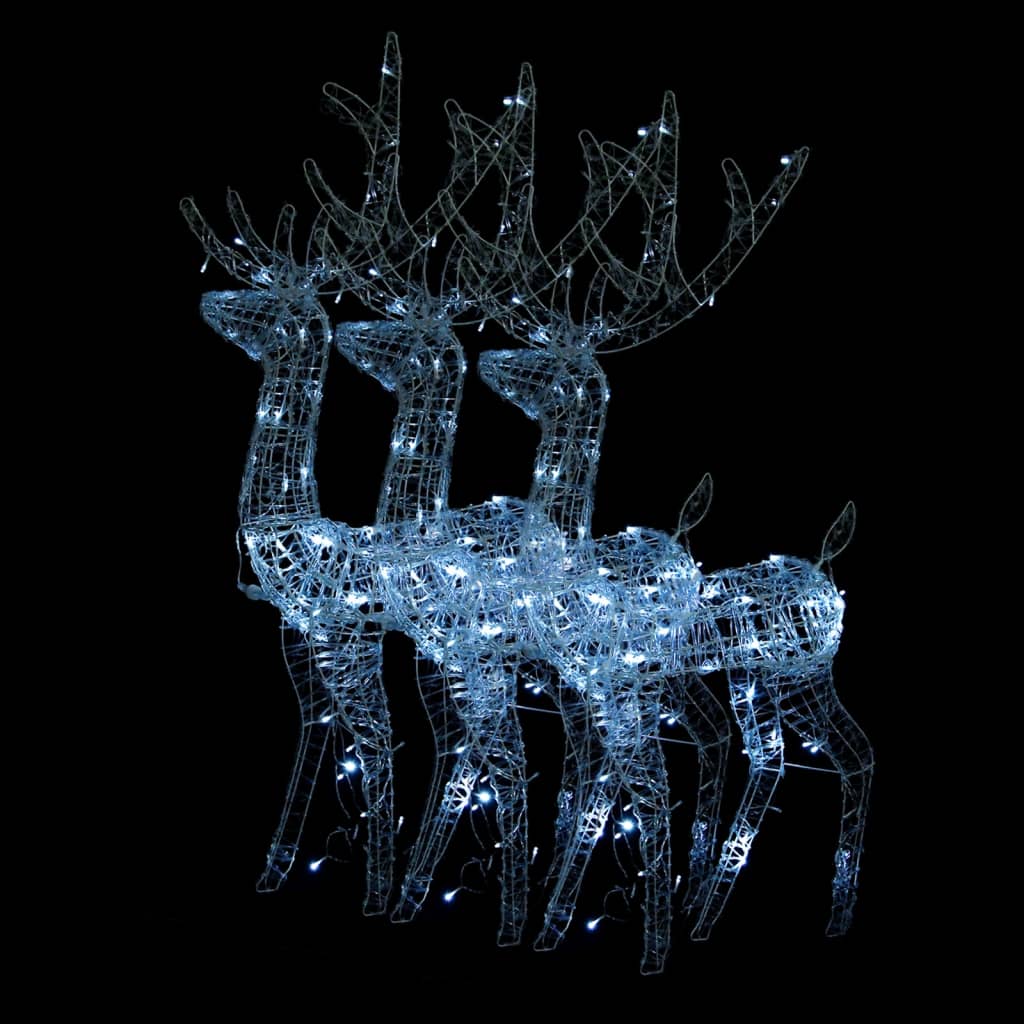 Julereinsdyr akryl 3 stk 120 cm kaldhvit