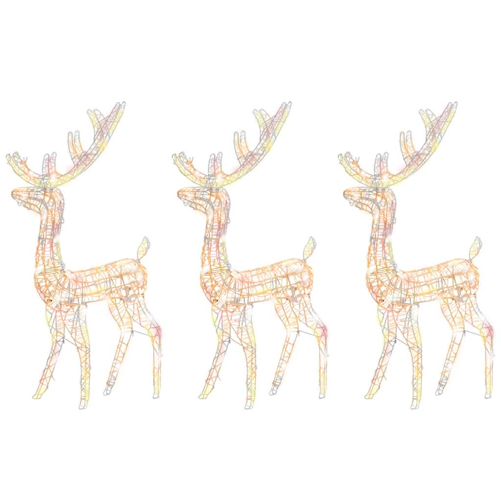 Reinsdyr julepynt 3 stk akryl 120 cm flerfarget