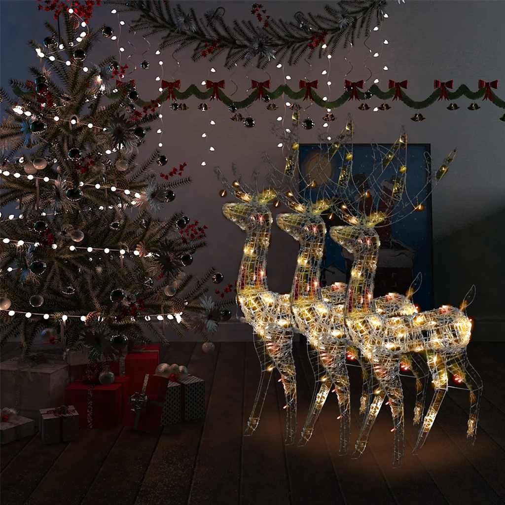 Reinsdyr julepynt 3 stk akryl 120 cm flerfarget
