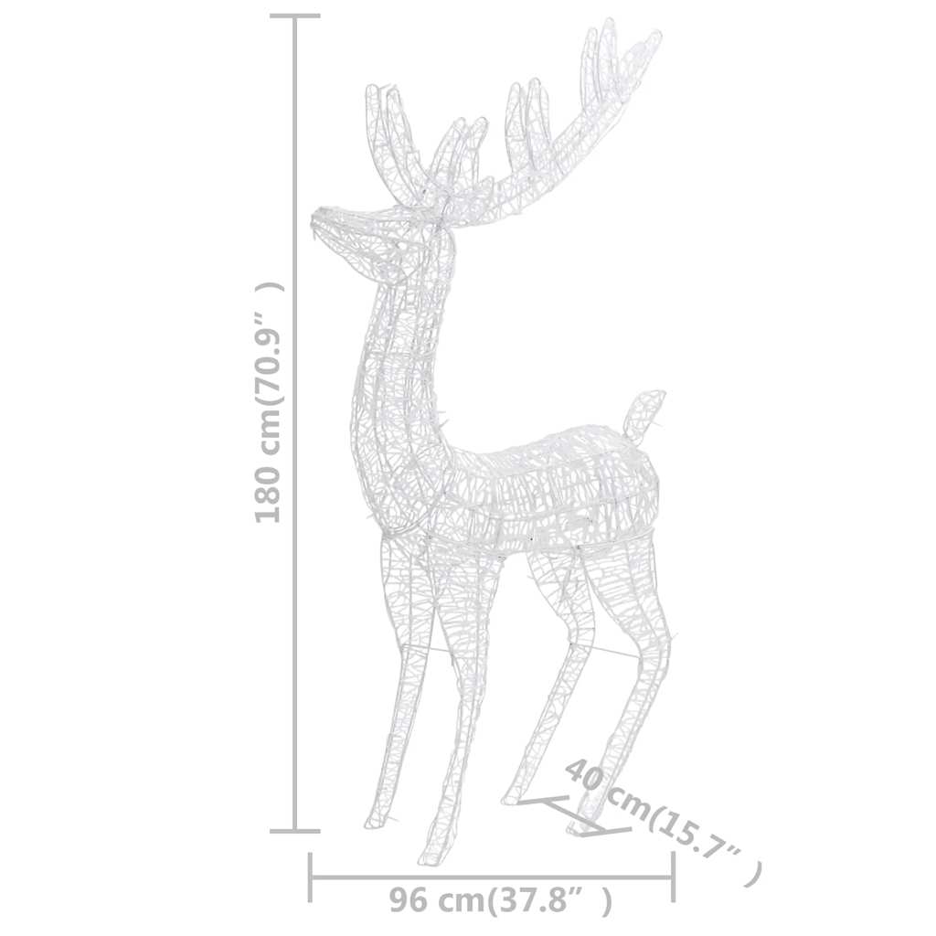 Julereinsdyr XXL akryl 250 LED 2 stk 180 cm varmhvit