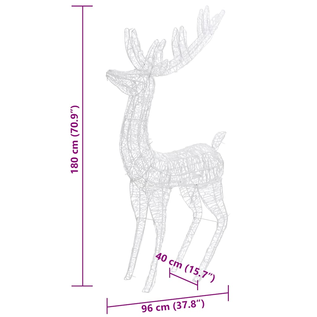 Julereinsdyr XXL akryl 250 LED 3 stk 180 cm varmhvit