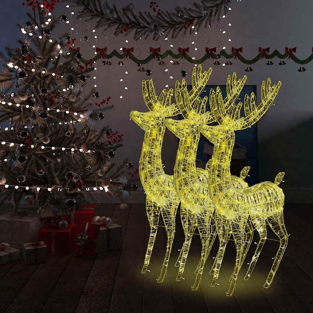 Julereinsdyr XXL akryl 250 LED 3 stk 180 cm varmhvit