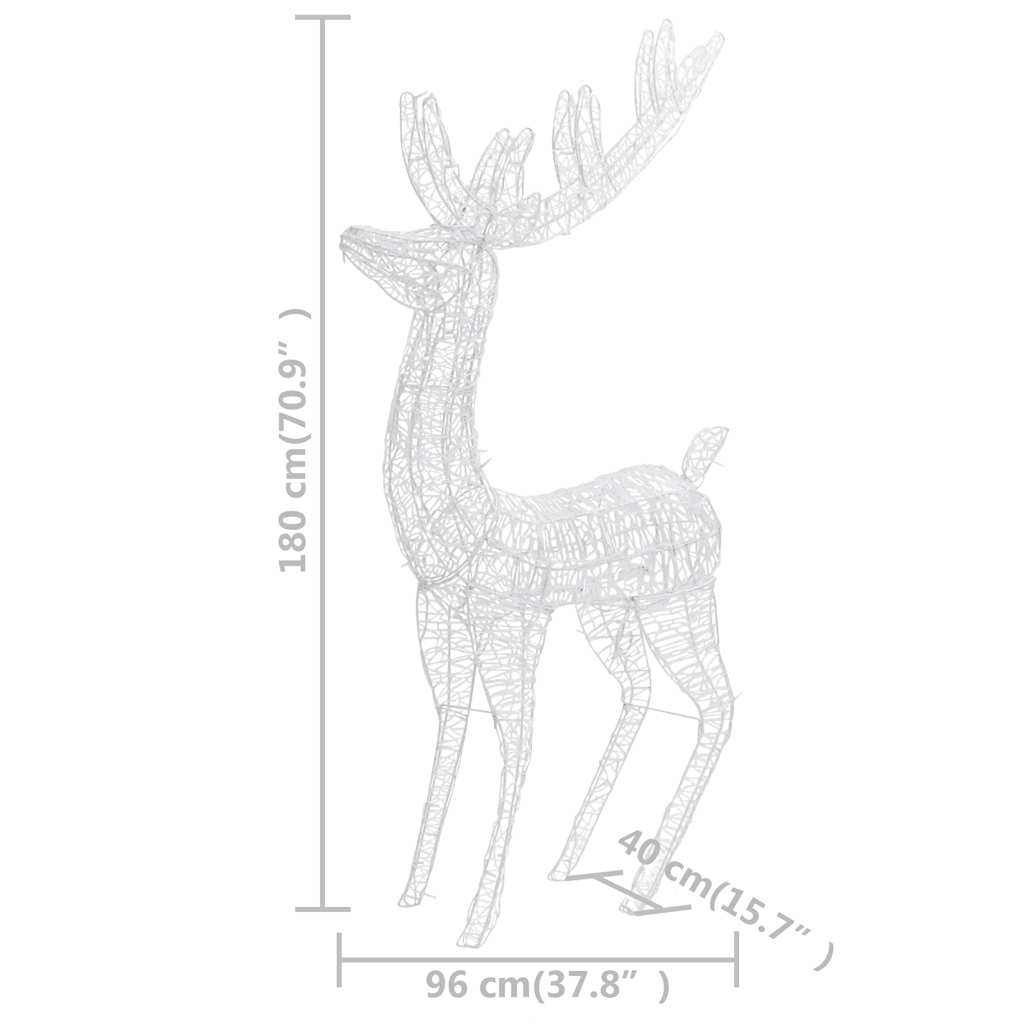 Julereinsdyr XXL akryl 250 LED 2 stk 180 cm kaldhvit