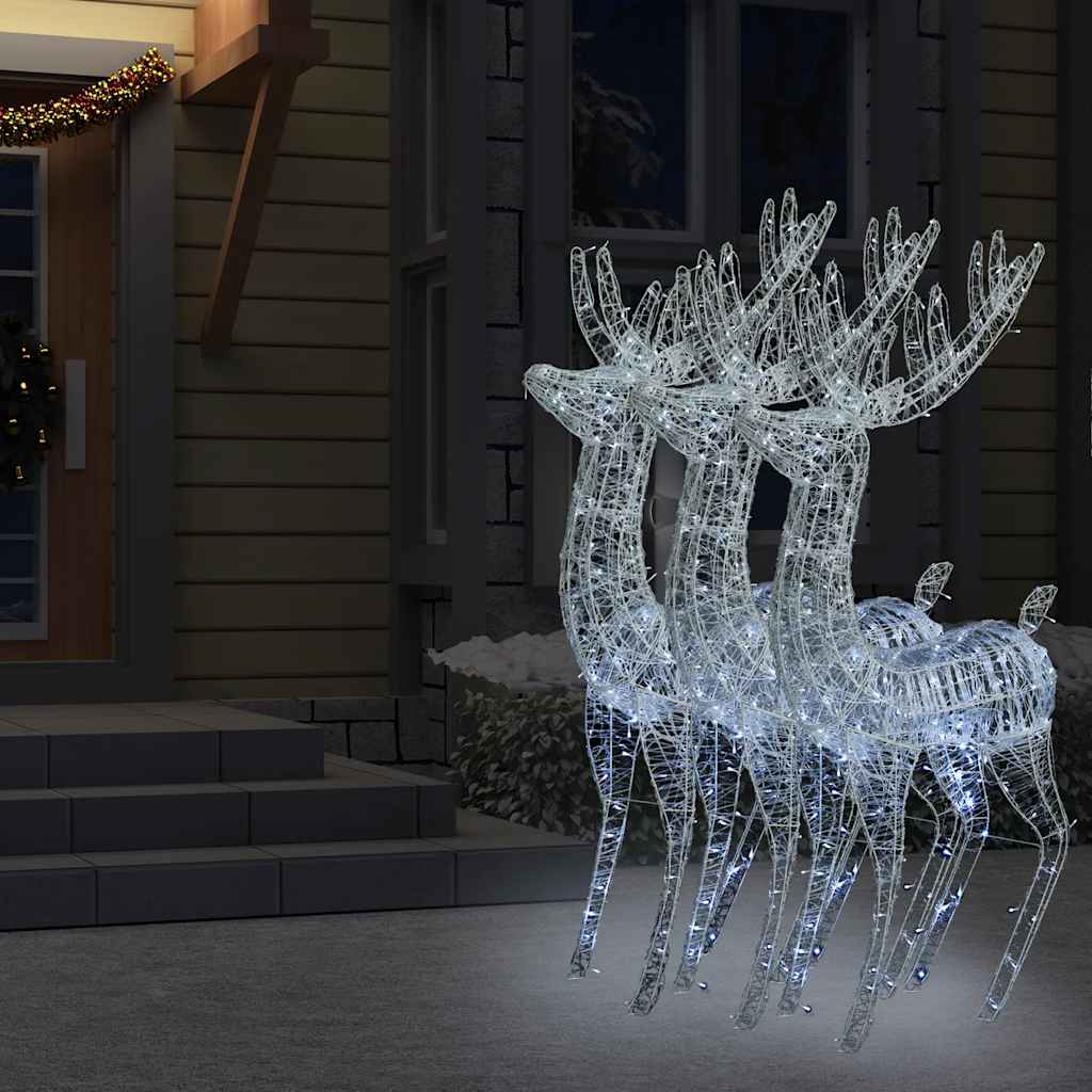 Julereinsdyr XXL akryl 250 LED 3 stk 180 cm kaldhvit