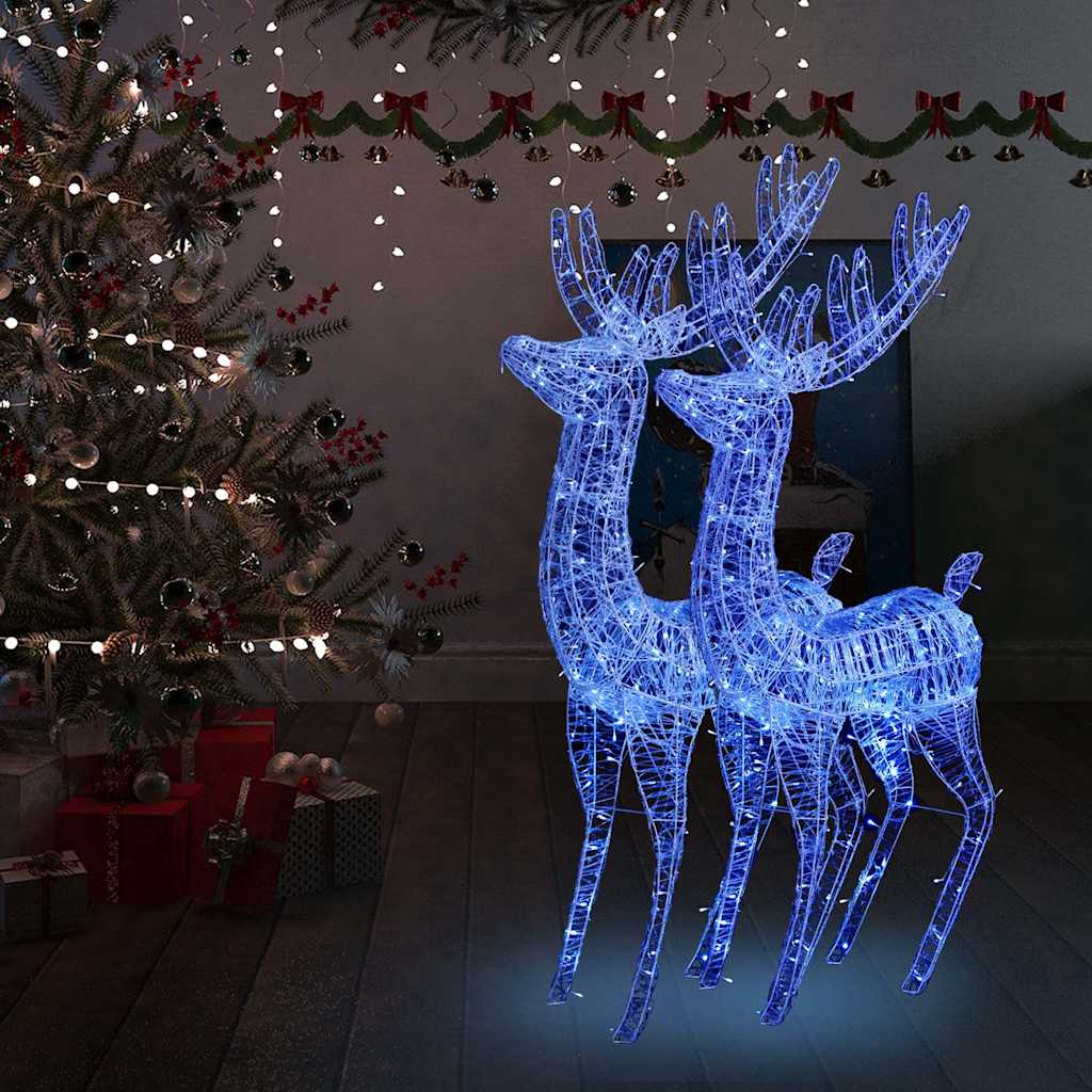 Julereinsdyr XXL akryl 250 LED 2 stk 180 cm blå