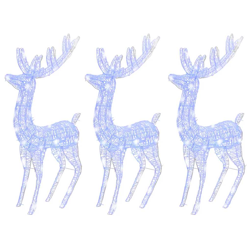 Julereinsdyr XXL akryl 250 LED 3 stk 180 cm blå