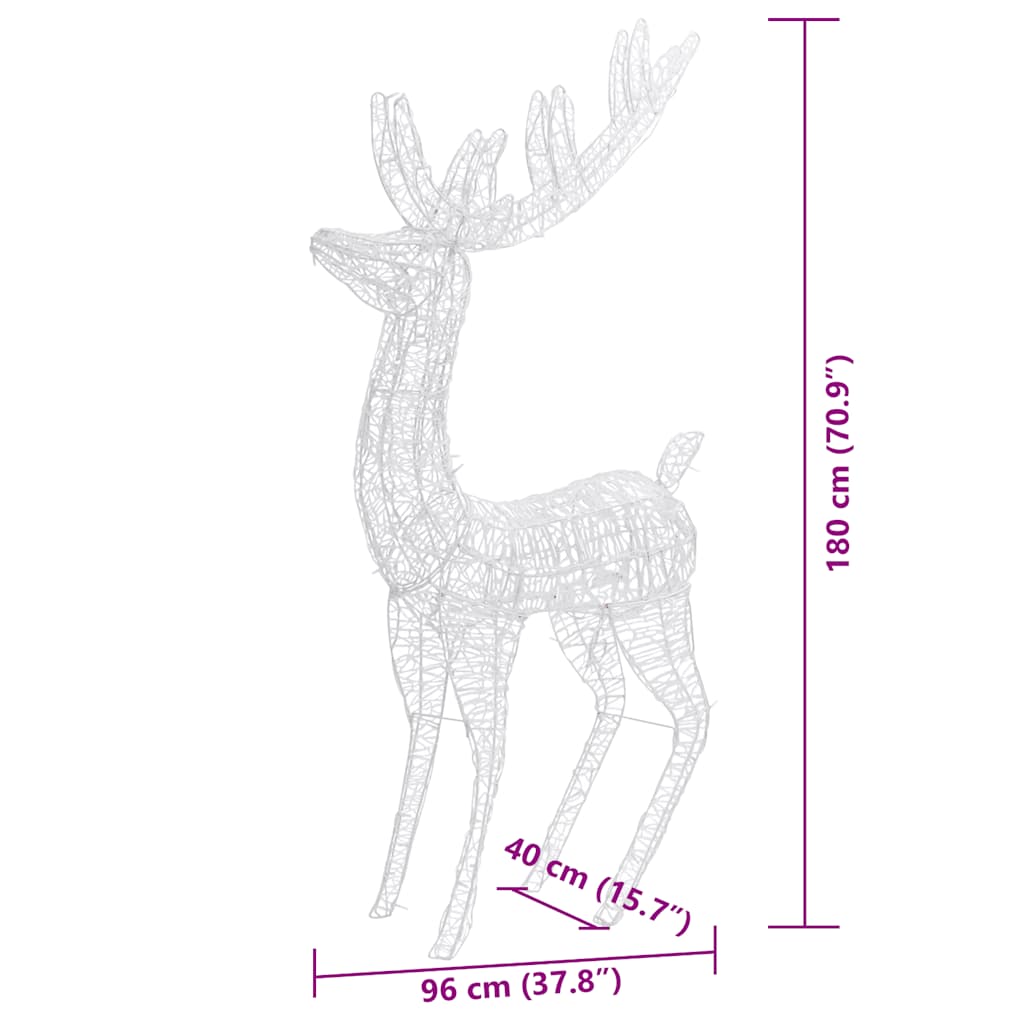 Julereinsdyr XXL akryl 250 LED 3 stk 180 cm blå
