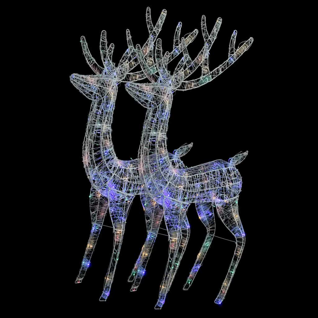 Julereinsdyr XXL akryl 250 LED 2 stk 180 cm flerfarget