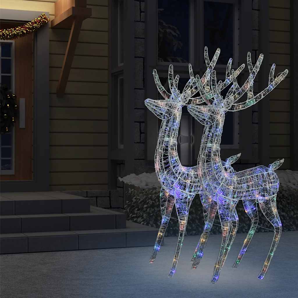 Julereinsdyr XXL akryl 250 LED 2 stk 180 cm flerfarget