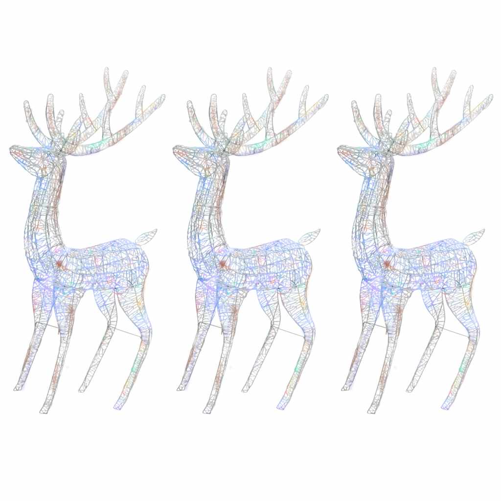 Julereinsdyr XXL akryl 250 LED 3 stk 180 cm flerfarget