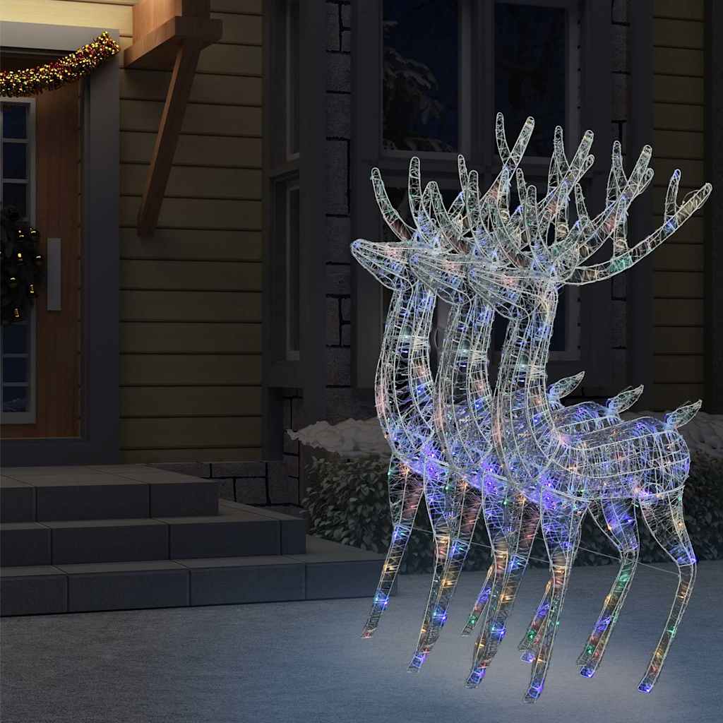 Julereinsdyr XXL akryl 250 LED 3 stk 180 cm flerfarget