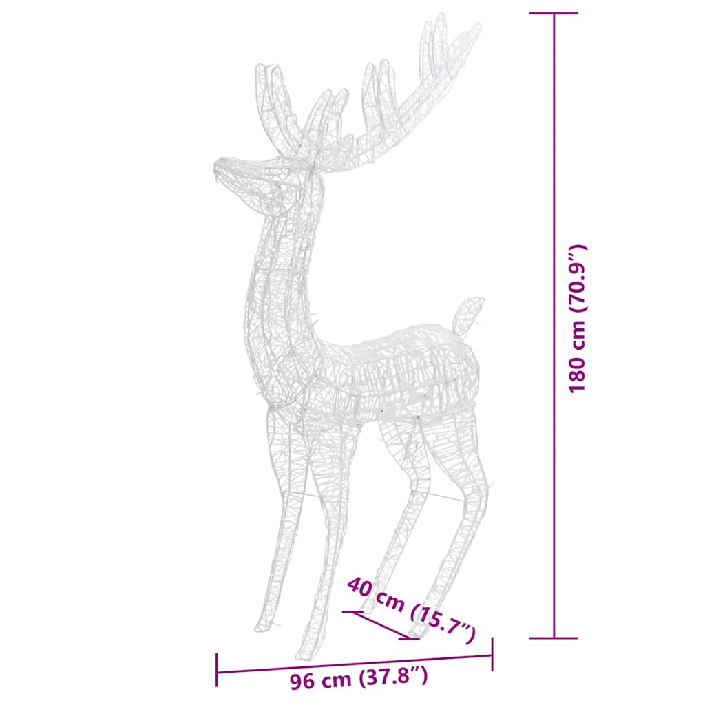 Julereinsdyr XXL akryl 250 LED 3 stk 180 cm flerfarget