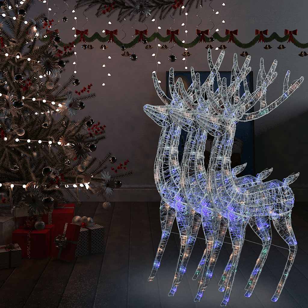 Julereinsdyr XXL akryl 250 LED 3 stk 180 cm flerfarget