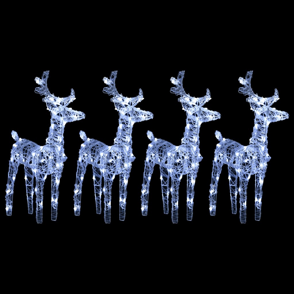 Julereinsdyr 4 stk kaldhvit 160 LED akryl