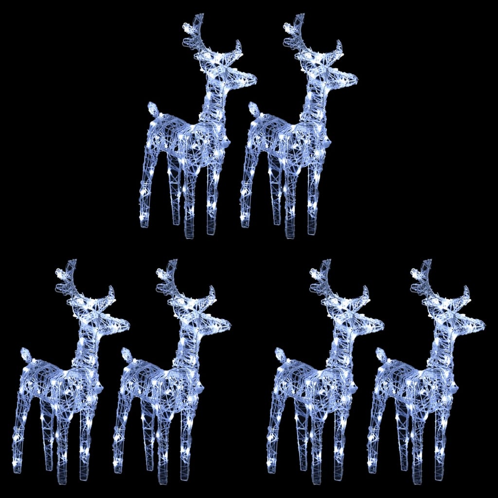 Julereinsdyr 6 stk kaldhvit 240 LED akryl
