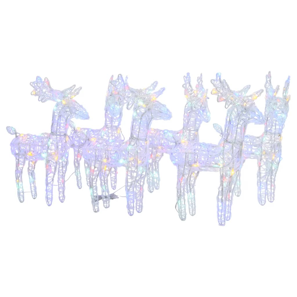 Julereinsdyr 6 stk flerfarget 240 LED akryl