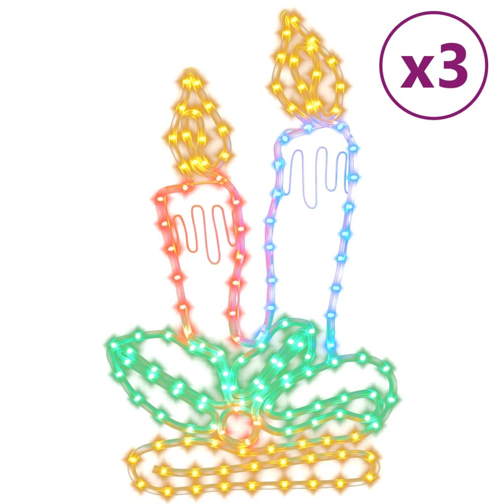 Levende lys julefigurer med 144 LED 3 stk 70x42 cm