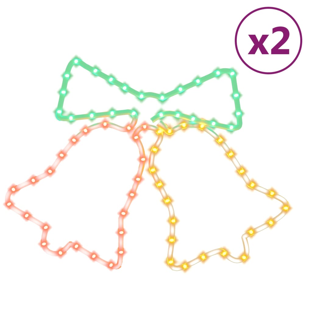 Juleklokkefigurer med 72 LED 2 stk lysdioder 50x56 cm