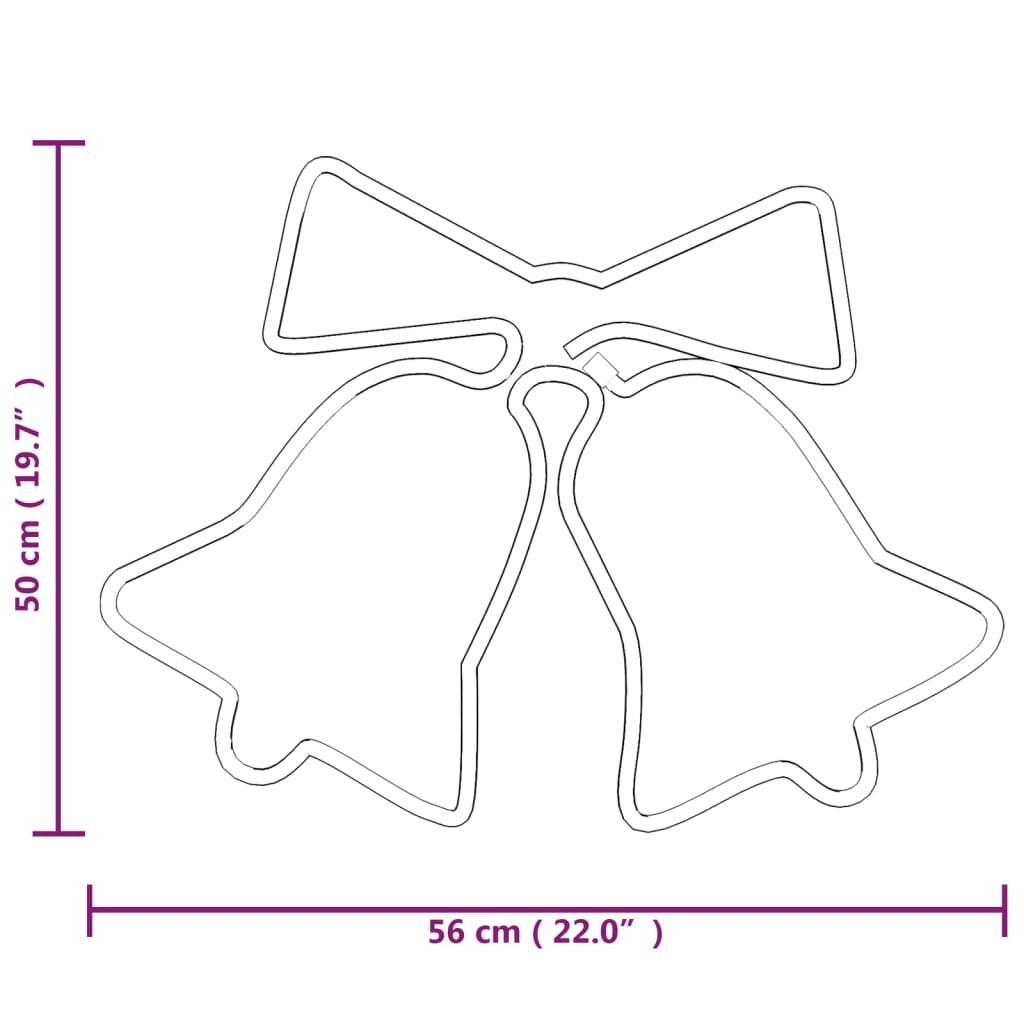 Juleklokkefigurer med 72 LED 2 stk lysdioder 50x56 cm