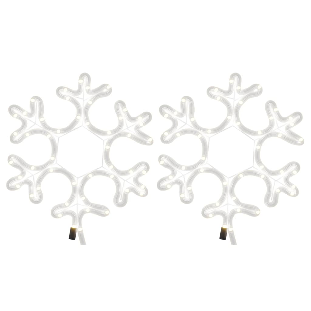Julesnøfnuggfigurer med LED 2 stk varmhvit 27x27 cm