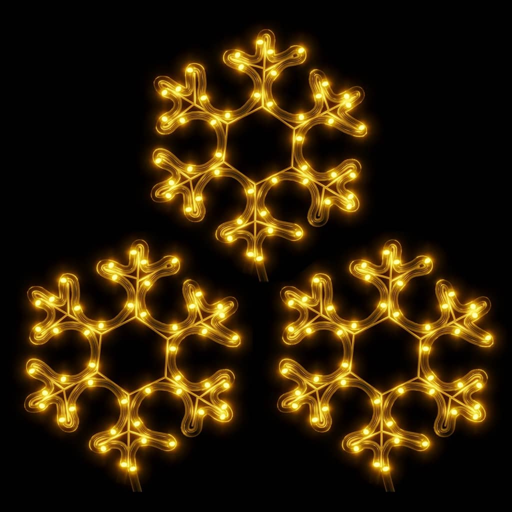Julesnøfnuggfigurer med LED 3 stk varmhvit 27x27 cm